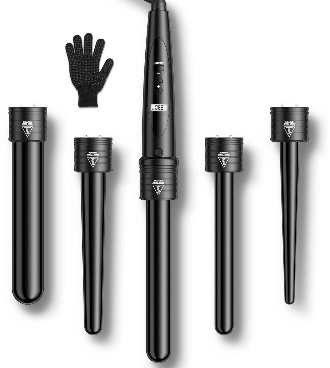 SnelShoppen - Krultang 5-in-1 LCD Keramische Coating Multifunctioneel Verwisselbare Golven Krulspelden Kit met Handschoenen ET-W301 - Perfect voor Fee