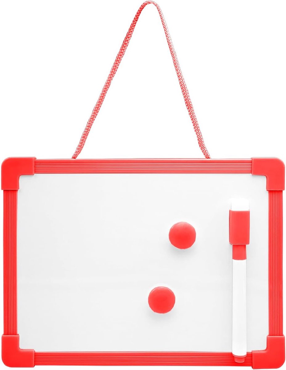 SnelShoppen - Mini Whiteboard Magnetisch Uitwisbaar met Zwarte Marker, Gum en 2 Magneten - 15x20 cm - Meerkleurig - Voor Kinderen, Tekenen, School, Th