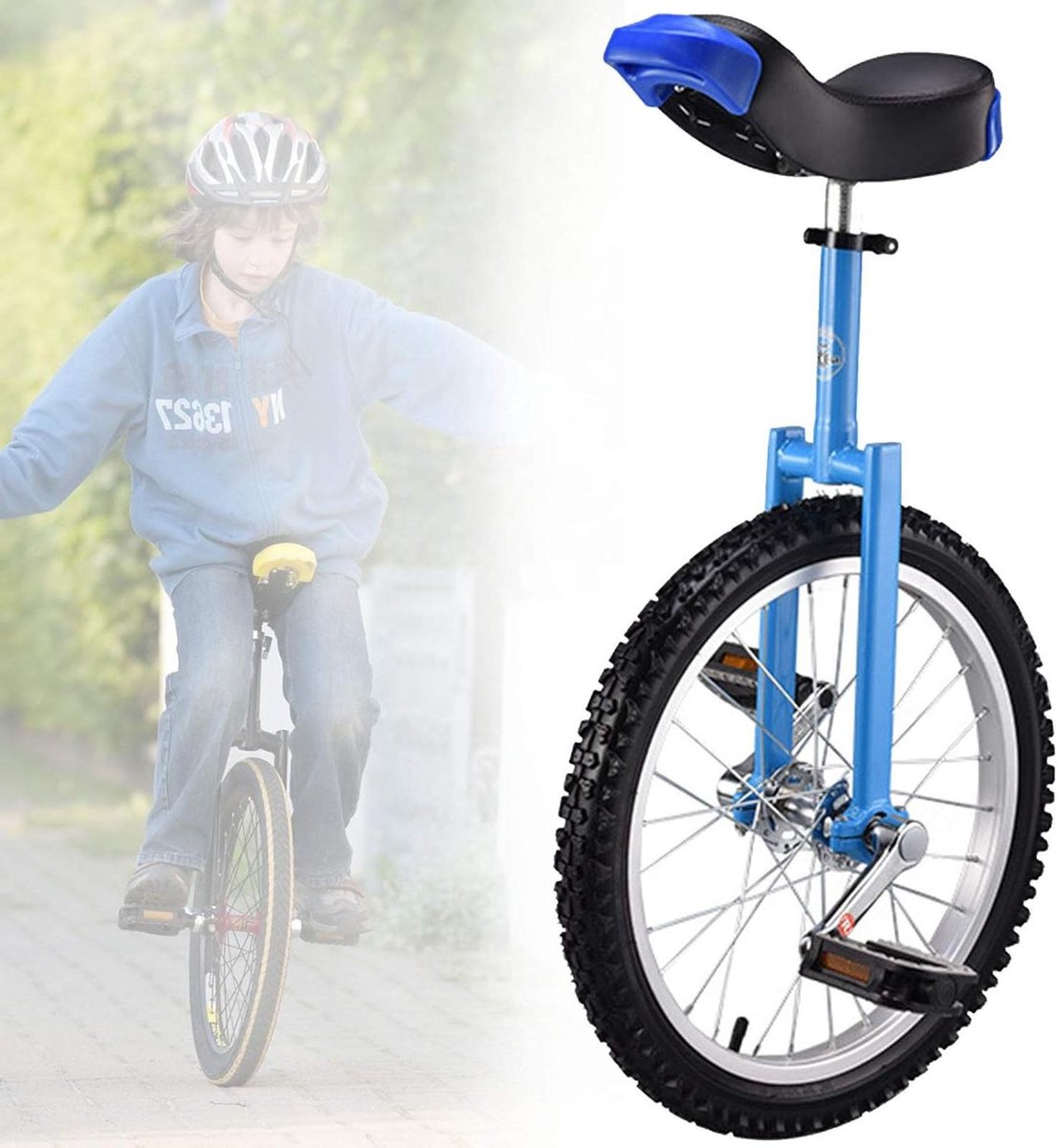 Eenwieler Kinderen - Loopfiets Balansfiets - Buitensporten Fitness - Antislip Bergbanden - 18 inch wiel - Blauw