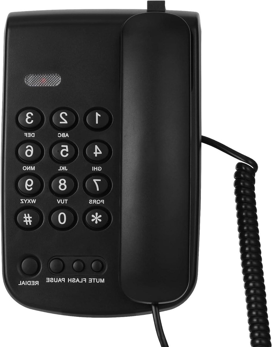Vaste Telefoon - Thuistelefoon Kantoor - Communicatie Thuis - Instelbaar Volume - 18.5 cm - Zwart
