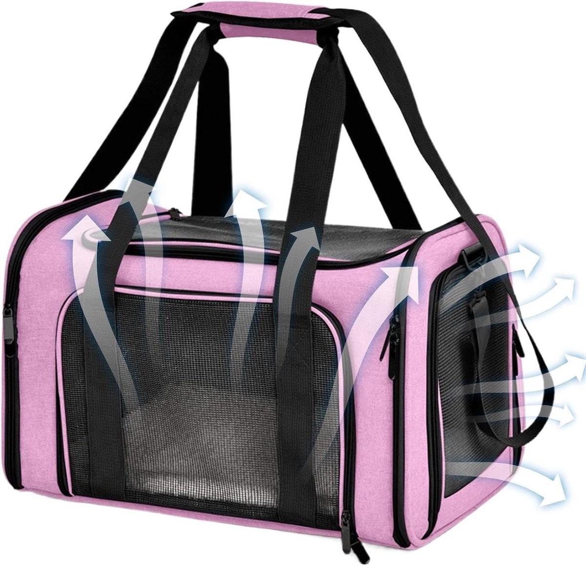 Hondendraagtas Kat - Dierenmand Puppy - Reizen met Huisdier - Ademend Mesh Materiaal - 40x25x25 cm - Roze