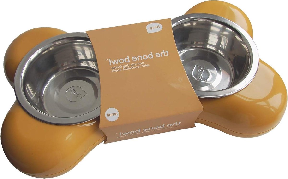 Honden Voerbak - Hondenkom Dubbel - Huisdier Voeden - Met Anti-slip Pads - 2 x 250 ml - Geel