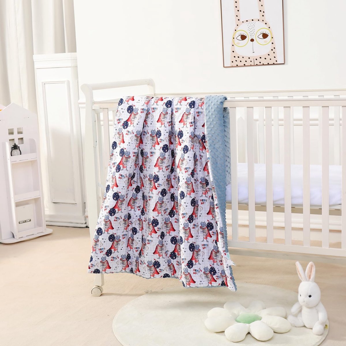 SnelShoppen - Baby Blanket 75x100 Cm - Zachte Minky Katoen Babydeken - Oeko Tex Ledikant Deken - Polyester Vulling Quilt - Baby Swaddle - Bed Plaid vo