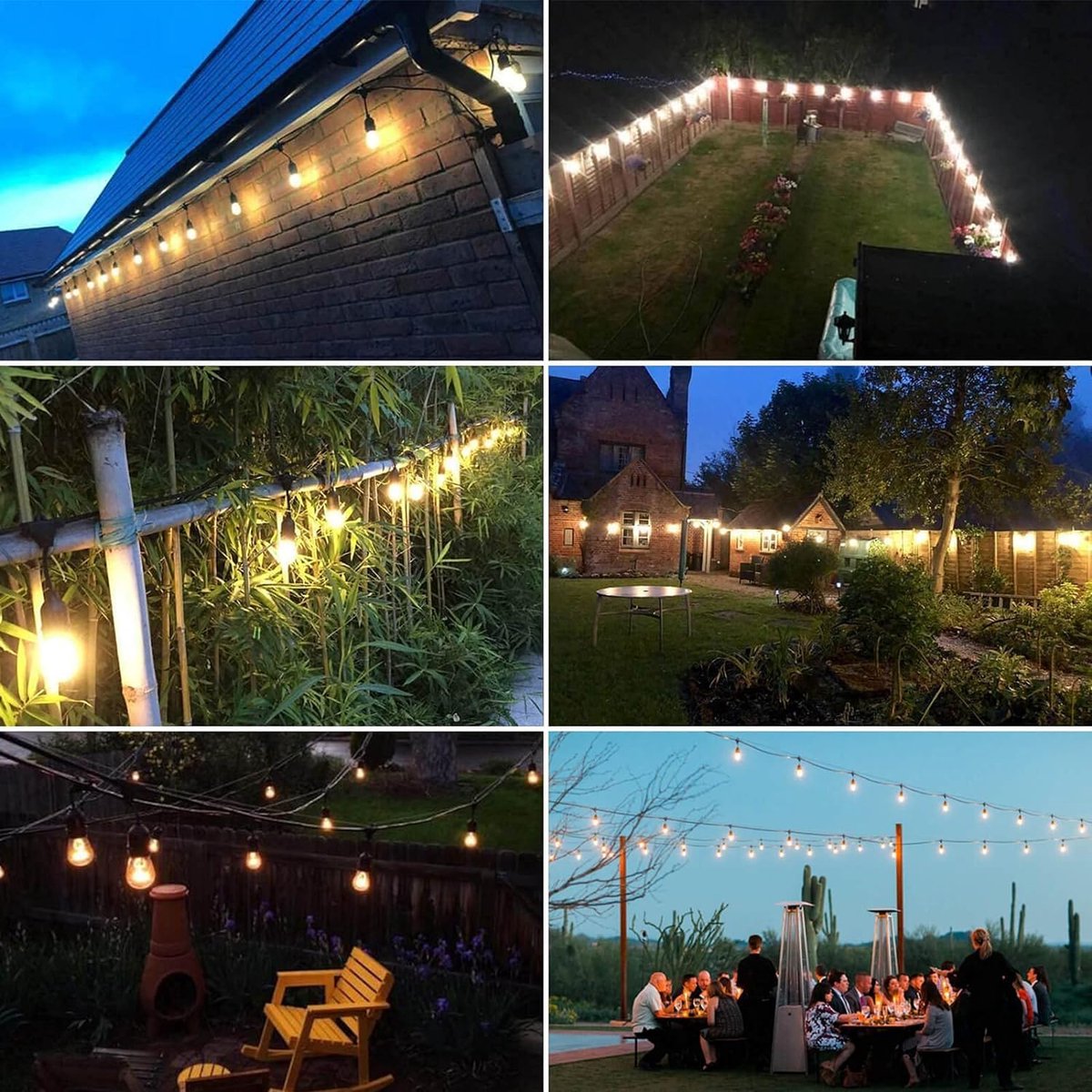 SnelShoppen - Lichtsnoer E27 met 10 Lampfittingen, 10 Meter Zwarte Kabel, LED Lampen voor Binnen en Buiten, Verlengbaar, Perfect voor Feesten, Tuin en