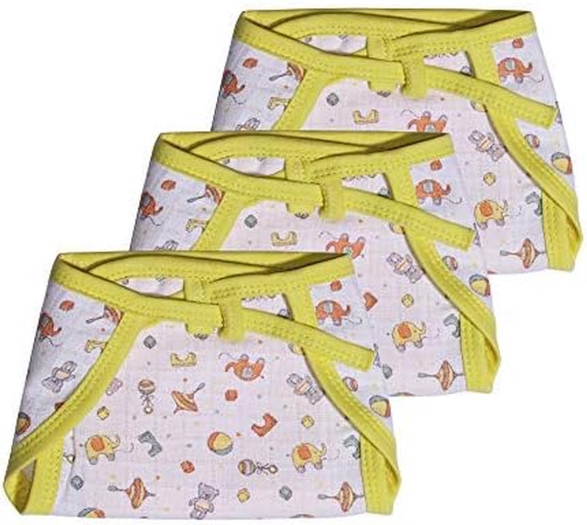 Katoenen Luiers - Neteldoek Mousseline - Baby Verzorging - Met Strikken - 3 Stuks - Multicolor