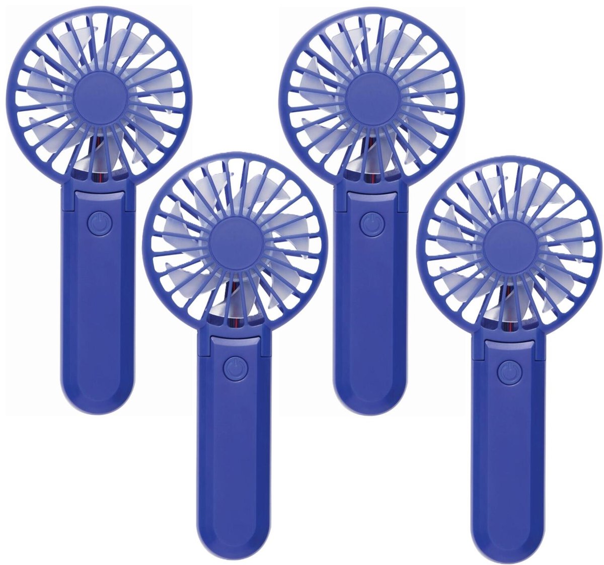Trendoz Typhoon Mini handventilator - 4x - blauw - 8 x 17 cm - verkoeling in zomer - 3 snelheden - USB en met c-laadkabel