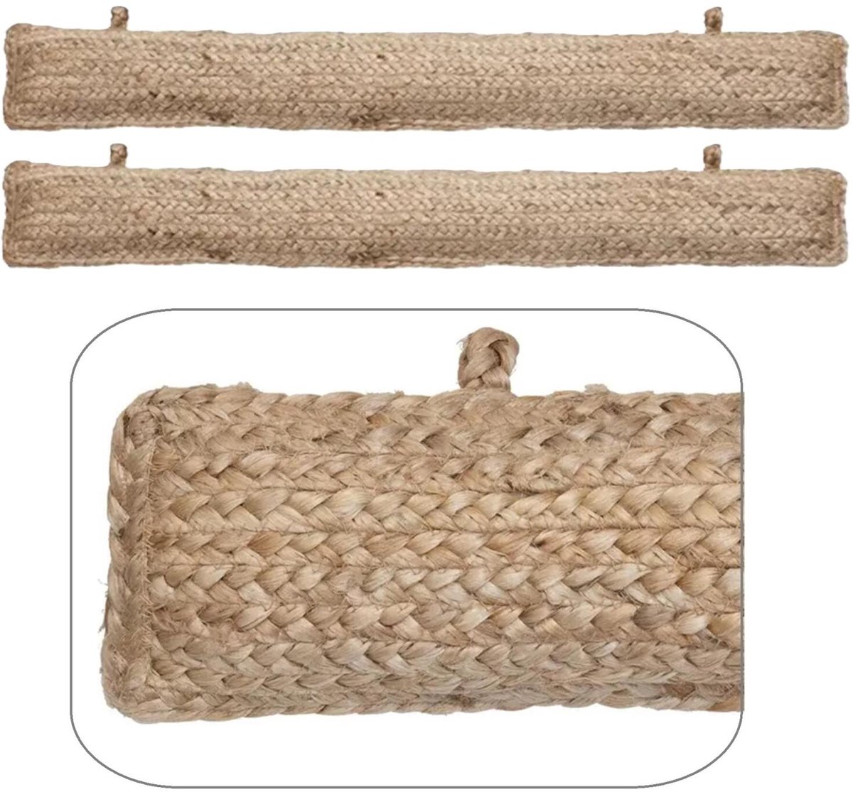 Atmosphera Deur Tochtstrip Jute - 2x - tochtwering rol deurstopper - beige - 90 x 12 cm - sluit de onderkier af