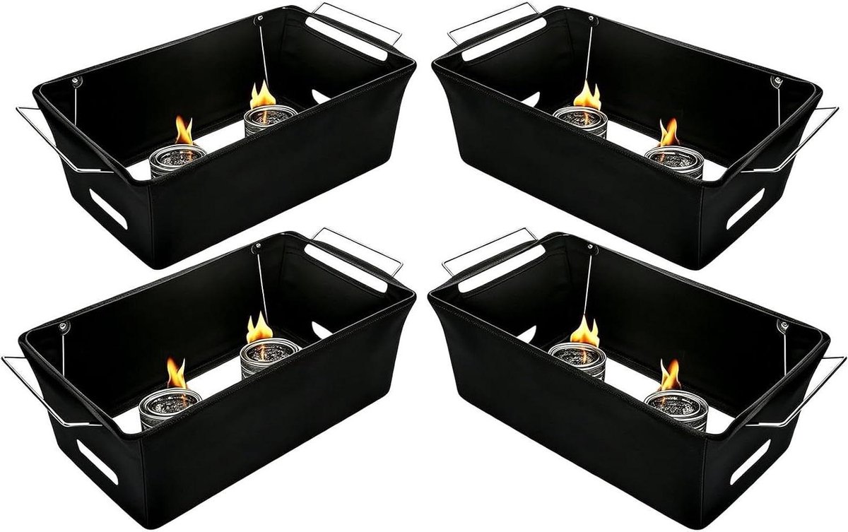 Vuurkorf Windscherm - Vlamvertragend Schild - Buffet Bescherming - Snelle Montage - 30x25x20 cm - Zwart