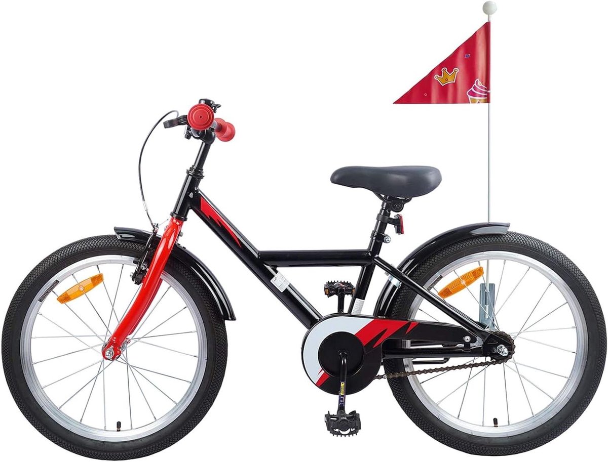 Kinderfiets Jongensmeisjesfiets Leren Fietsen Verstelbaar Zadel Stuur 18 Inch Zwart