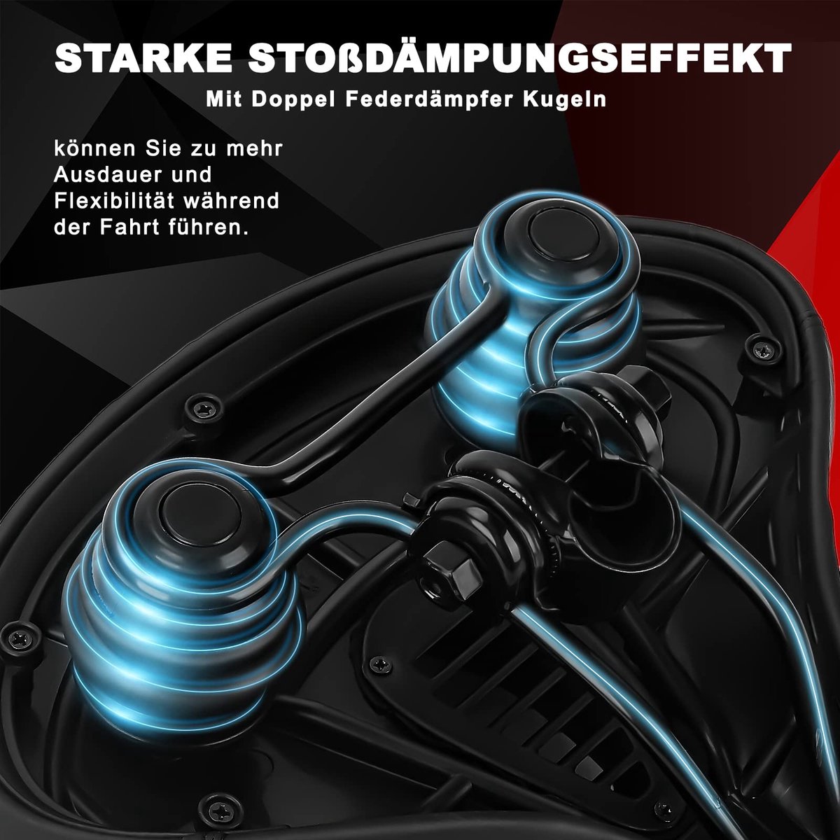 SnelShoppen - Fietszadel Breed Waterdicht Ademend Comfortabel Zacht Voor Dames en Heren Rood - Perfect Voor Fietstochten en Dagelijks Gebruik