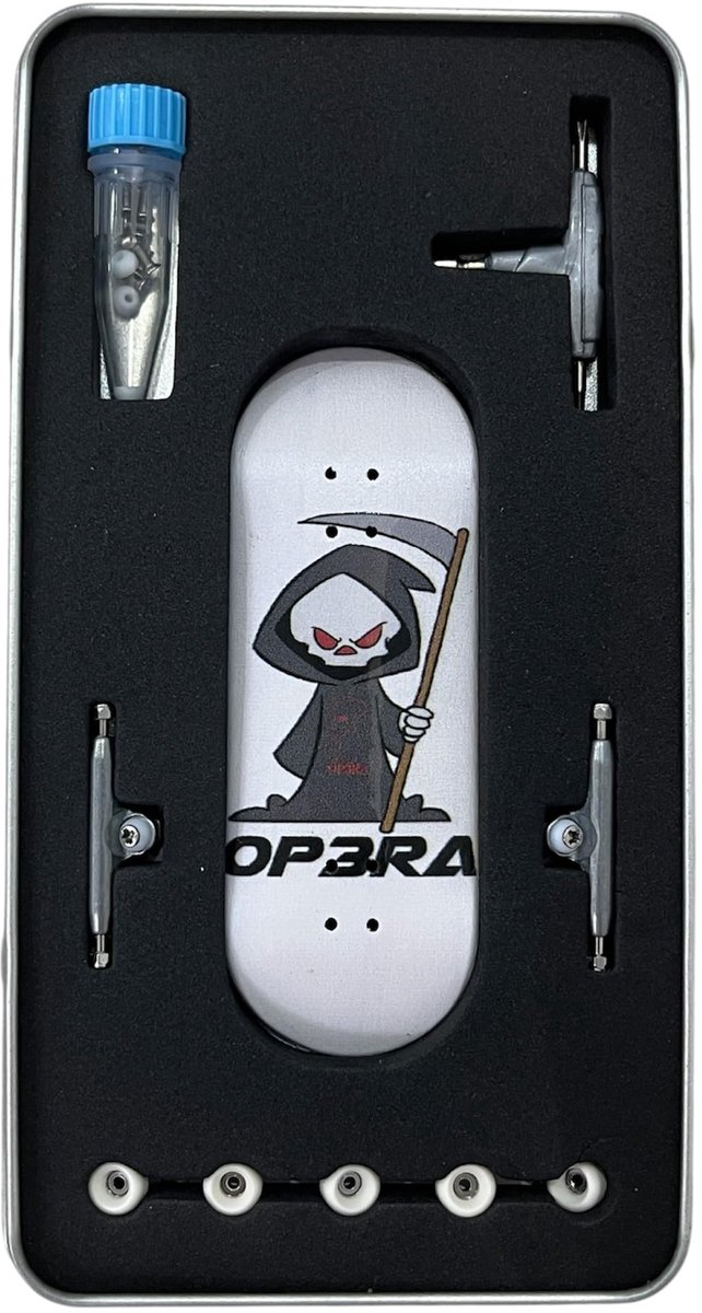 SnelShoppen - Pro Fingerboard Complete Set Op3ra - 34 x 98 mm Handgemaakte 5 Stuks Maple Wood Deck - Medium Concave & Kick - UV Geprinte Graphic The G