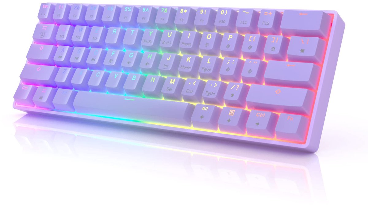 SnelShoppen - GK61 Mechanisch Gaming Toetsenbord 60% | 61 RGB Regenboog LED Verlichte Programmeerbare Toetsen | USB Bedraad | Voor Mac en Windows PC |