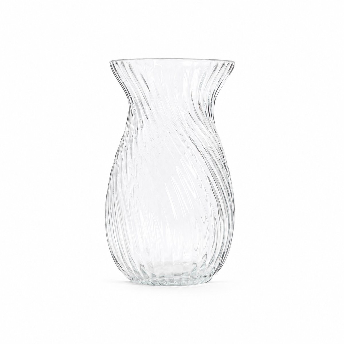 Homla - Vaas - Bloemenvaas - Moderne Decoratieve Vaas - Geribbelde Glazen Vaas - Fluted Design voor Verse Bloemen & Droogbloemen - Ø12 x 20.5 cm - Transparant