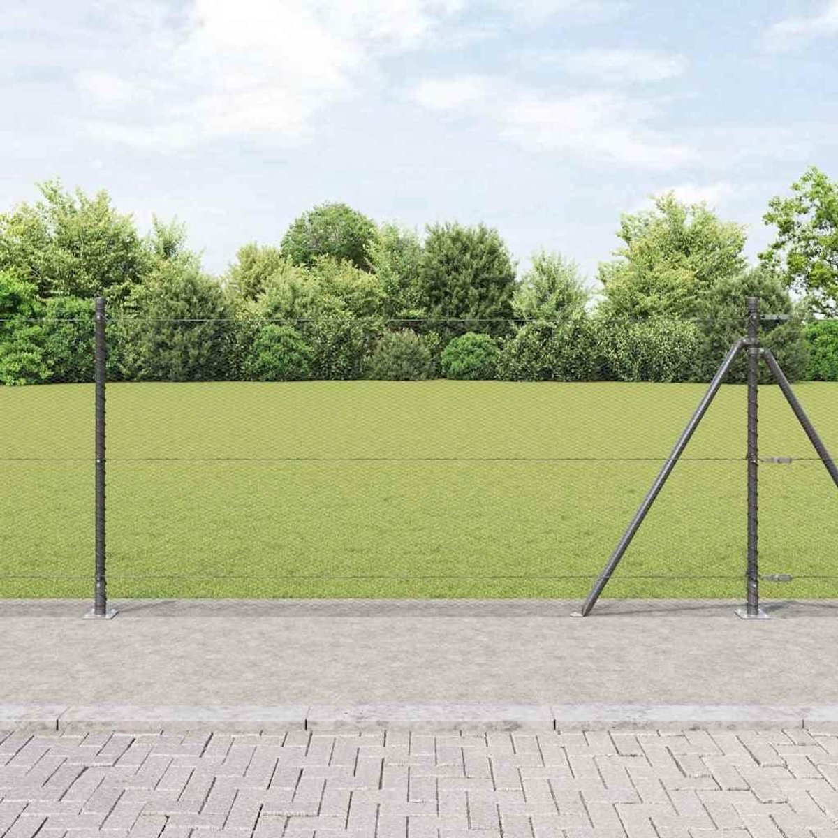 Stalen Balustrade Palen - Hekpalen Tuin - Buiten Omheinen - Weerbestendige PVC-coating - 50 Meter Lengte - Grijs