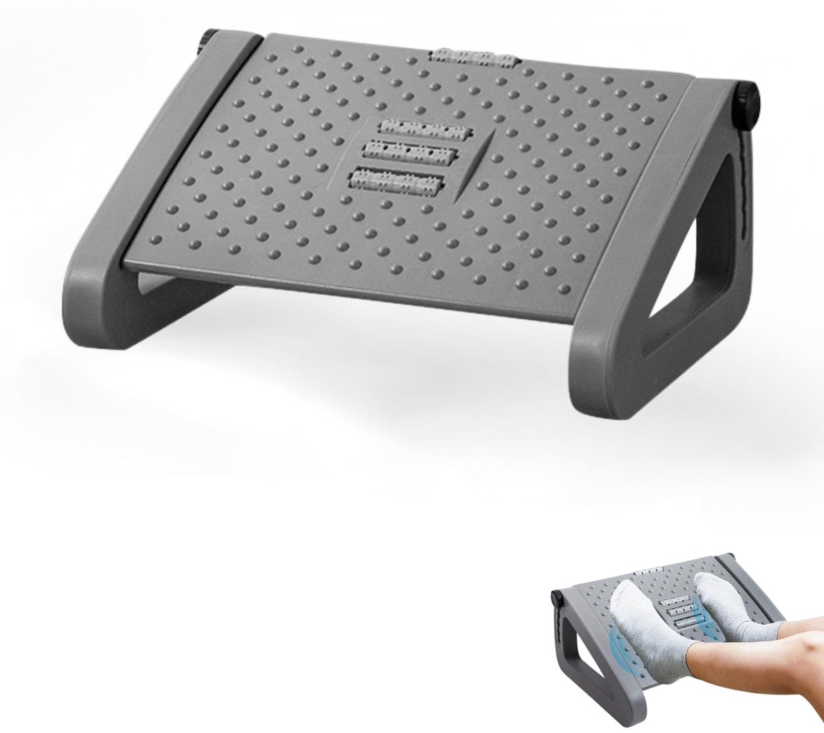 SnelShoppen - Verstelbare Voetensteun Onder het Bureau, Ergonomische Antislip Voetensteun met Massagefunctie, Ideaal voor Kantoor en Thuis, Verbeter H