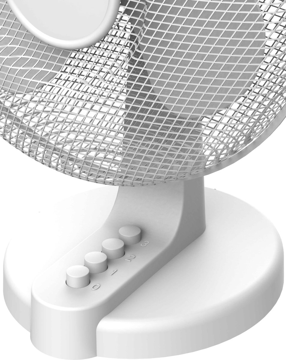SnelShoppen - Tafelventilator 45 Watt Oscillerend 40 cm met 3 Snelheden, Stille Koeling voor Thuis, Tuin en Keuken - Wit Metaal en ABS