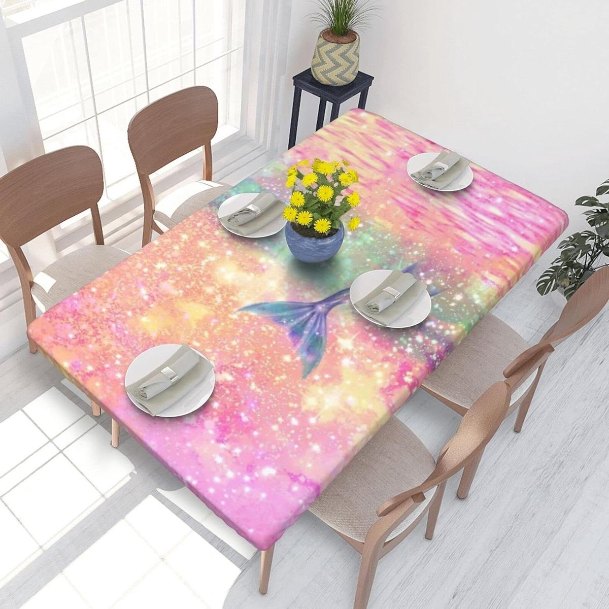 Tafelhoes Zeemeerminstaart - Tafelkleed Rechthoekig - Outdoor Picknick - Elastische Rand - 123 cm - Zeemeerminstaart