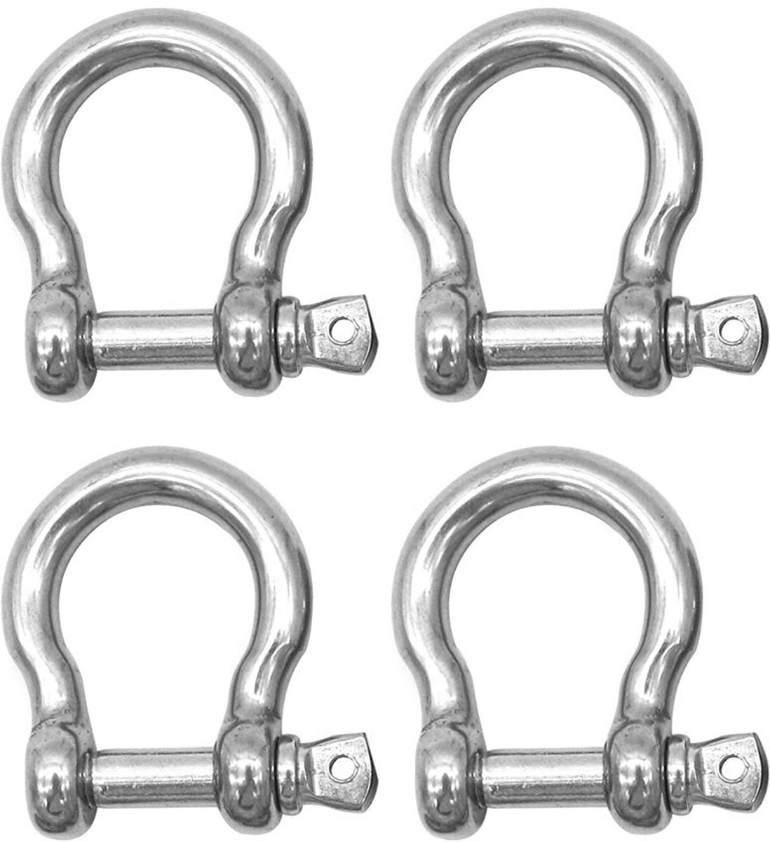 SnelShoppen - Pack-of-4 M12 D Boog Ring Beugel Sloten 304 Roestvrij staal voor Heavy Duty Rigging, Vervoeren, Stalen Ketting Link, Tuin, Klussen, en T