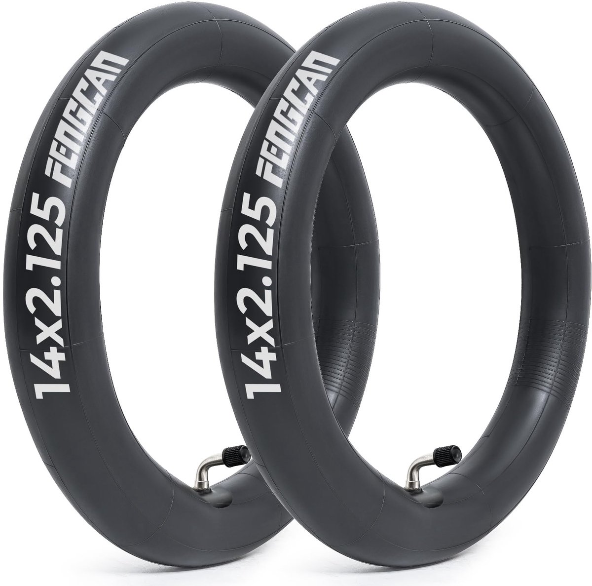 SnelShoppen - 14 inch Fietsbinnenbanden 14x2.125 voor Racefiets, Mountainbike, Pitbike en Scooter - 2 Stuks met Gebogen Ventiel