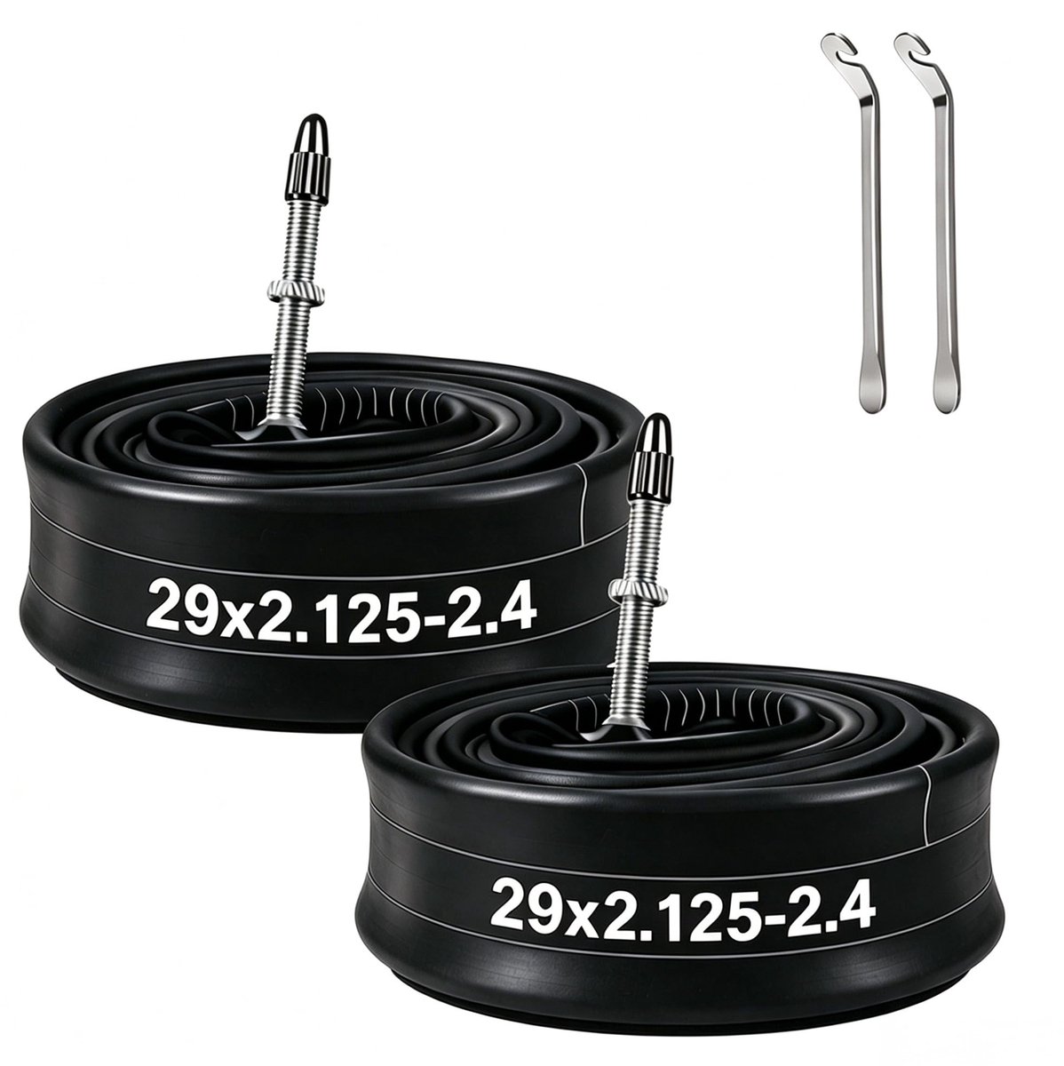 SnelShoppen - Fietsbinnenband 29 inch, 2 stuks MTB-binnenband 29 x 2,125-2,4 FV 48 mm, Presta-ventiel voor mountainbike, e-bike, citybike, ETRTO 50/58