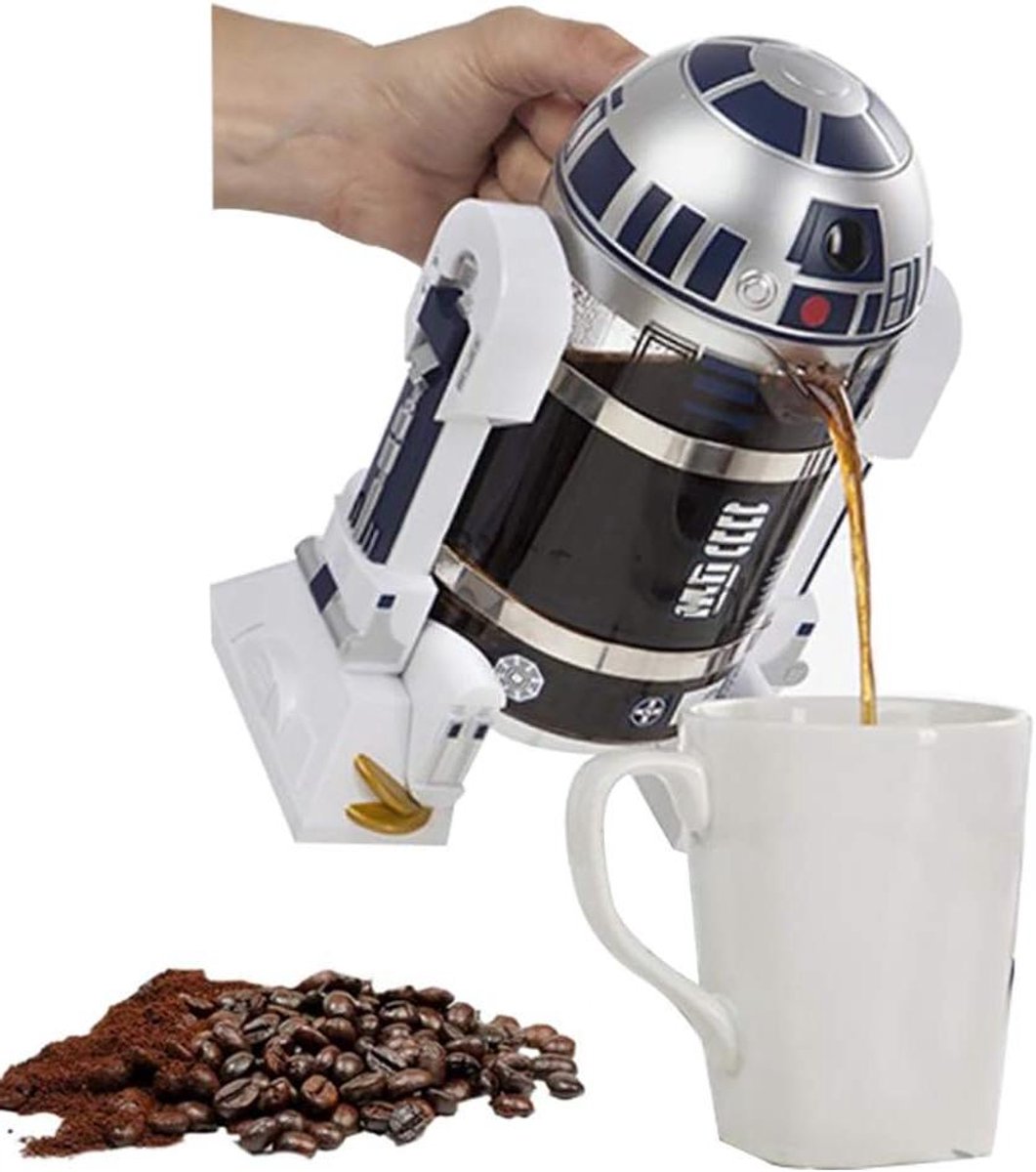 Franse Pers Koffiezetapparaat - Reis Koffie Fles - Koffie Zetten - Uniek Robot Ontwerp - 960ML - Zwart