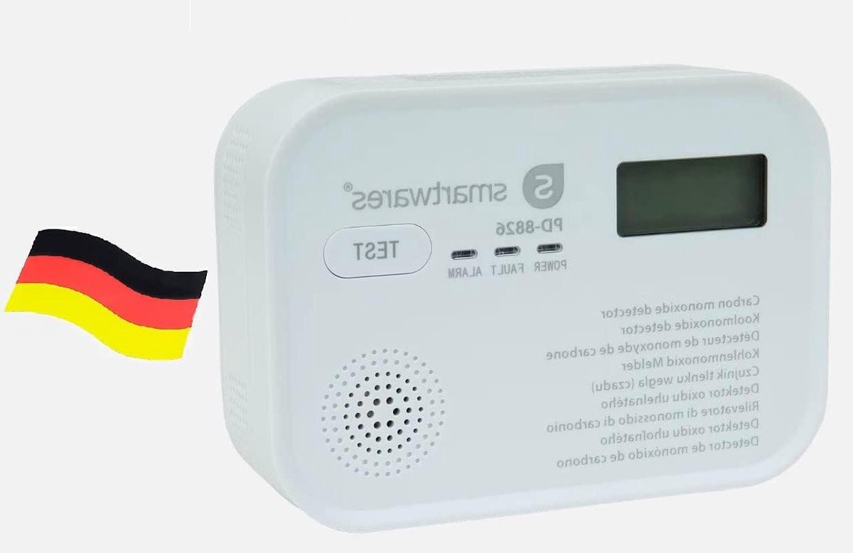 Koolmonoxidemelder - CO sensor - Veilige woning - 10 jaar sensor - 1 batterij - Wit