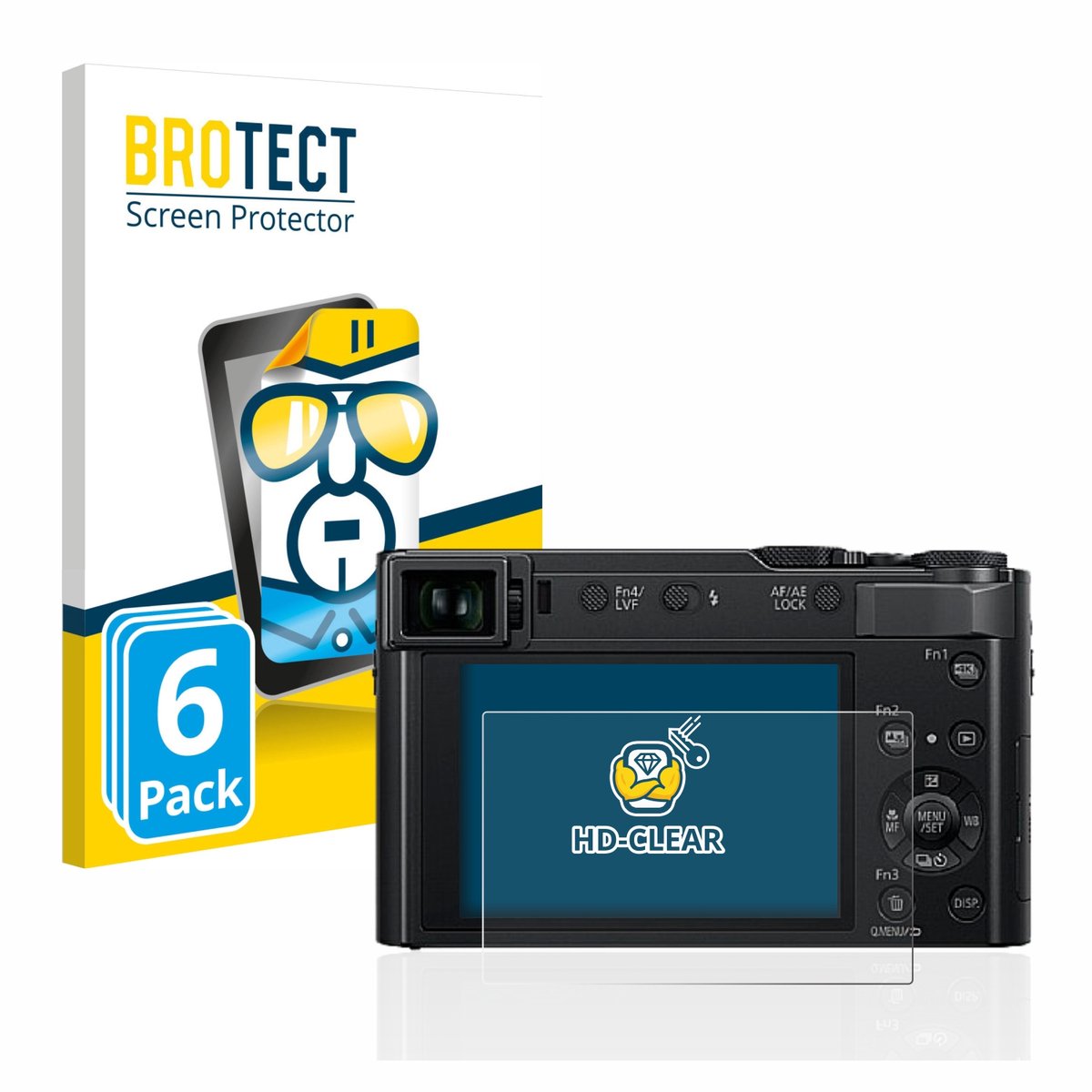 BROTECT - Screenprotector voor Panasonic Lumix DC-TZ202 / TZ202D - Folie Beschermfolie transparant 6 Stuks
