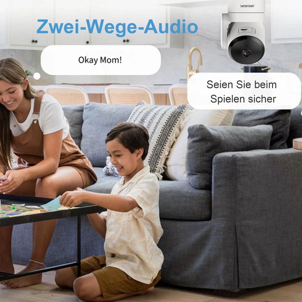 SnelShoppen - 2K WLAN Bewakingscamera voor Binnen, 360° Beveiligingscamera met KI-Bewegingsdetectie, Aangepaste Scenariowaarschuwingen, Tweeweg Audio,
