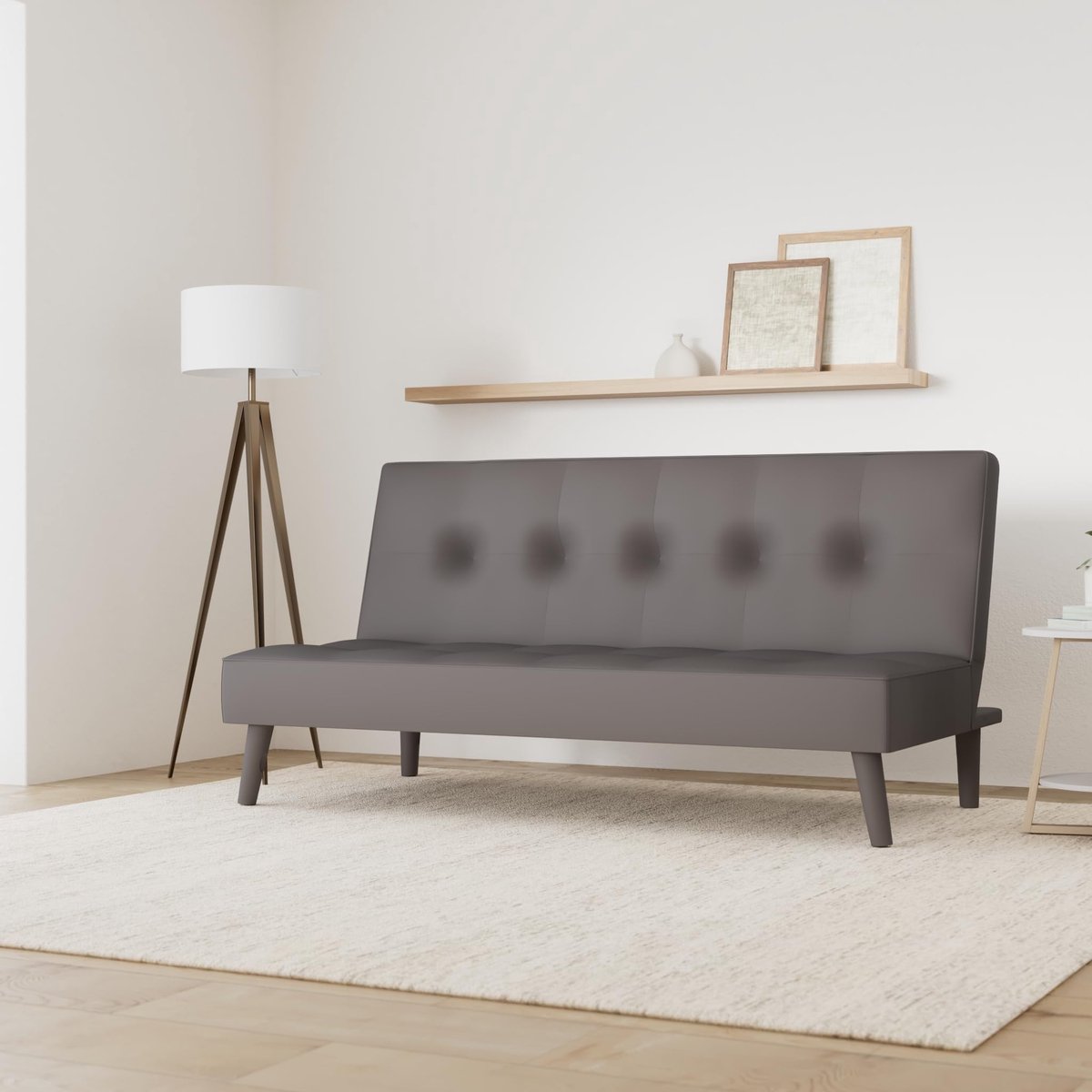 SnelShoppen - SHIITO 2-zitsbank Tiffany - Comfortabele Click-Clac-bank met Capitoné-design - Grijze Sofa 188 x 88 x 88 cm voor Woonkamer, Gastenkamer