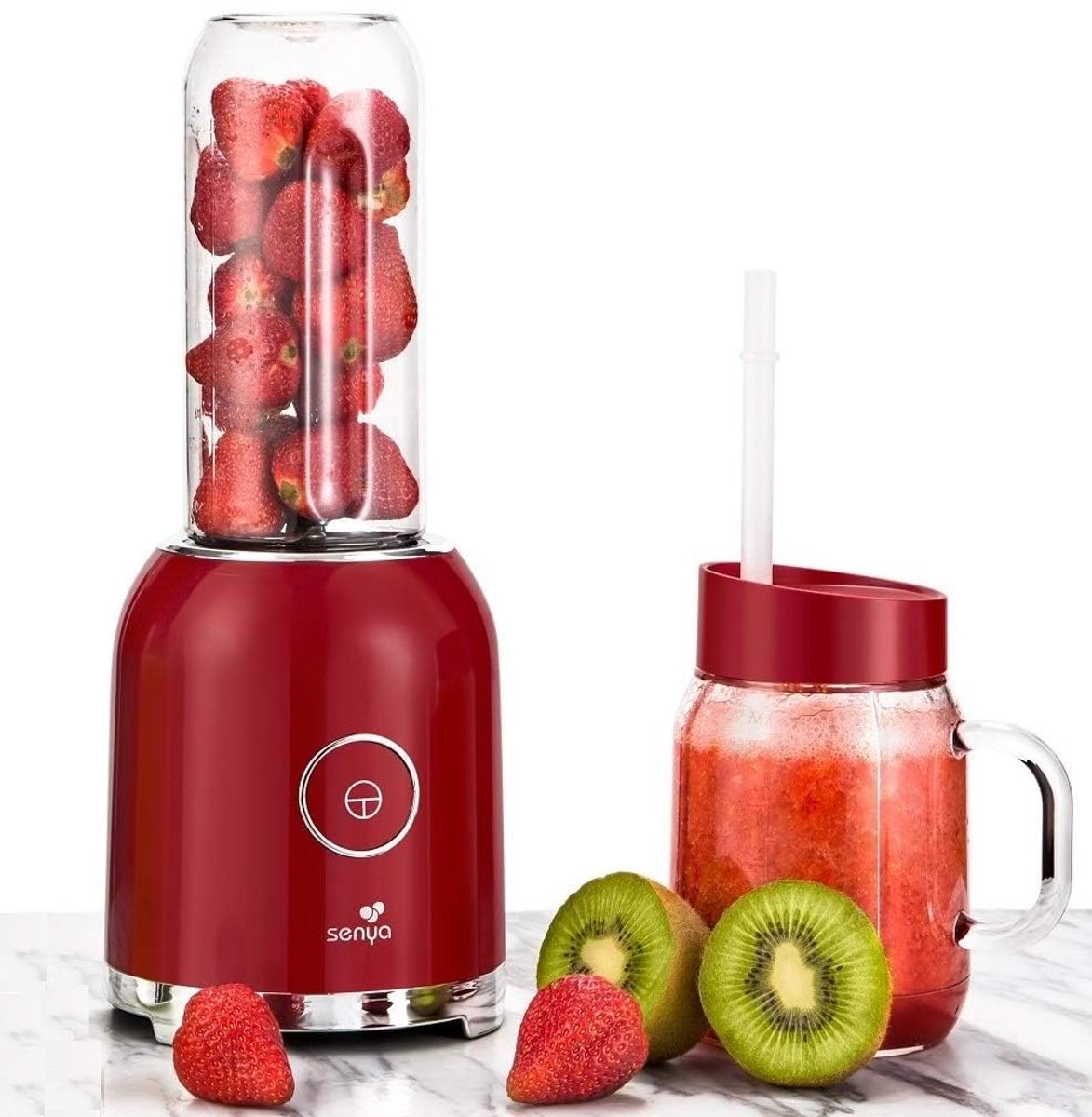 SnelShoppen - Smoothie Blender met 2 Draagbare Flessen, 250W, 6 Roestvrijstalen Messen, BPA-vrij voor Gezonde Dranken, Ideaal voor Keuken, Sport, Camp