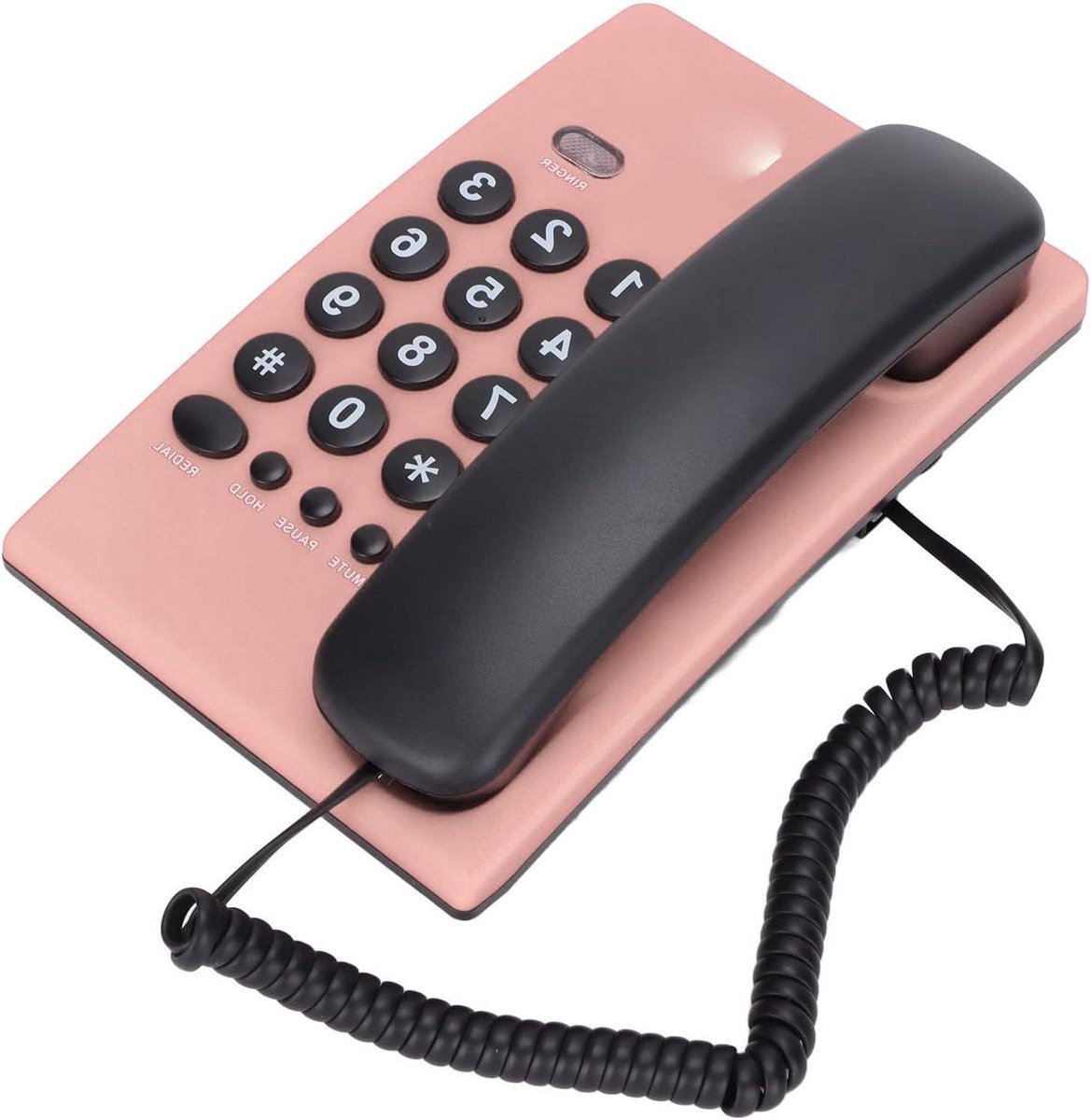 Vaste Telefoon - Kantoortelefoon Thuis - Thuiswerken Bellen - Batterijvrij Ontwerp - 20 cm - Roze
