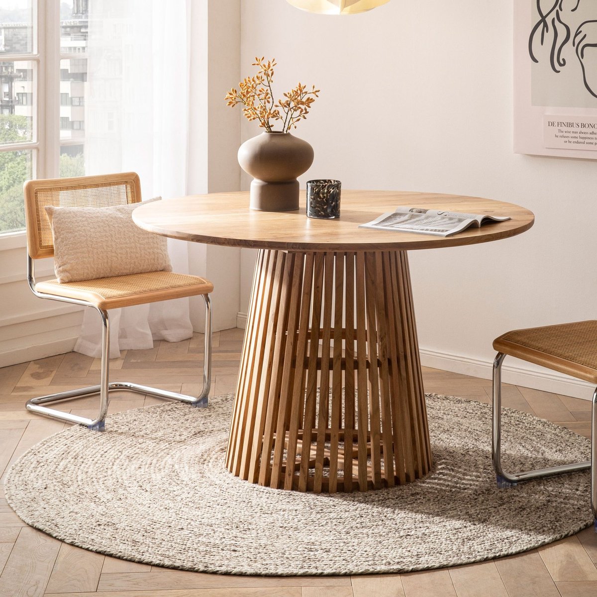 Eettafel acaciahout bruin rond 120 cm