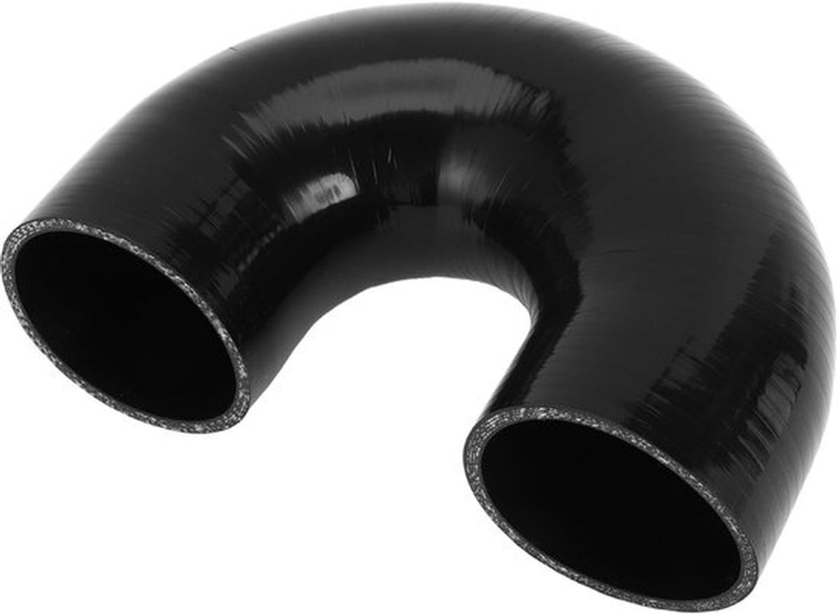 Koelslang Silicone - 70mm Binnendiameter - 90mm Lengte - 180 Graden - Zwart - Hoge Temperatuur Bestendig - Meerlaags Geweven Doek - Siliconenslang