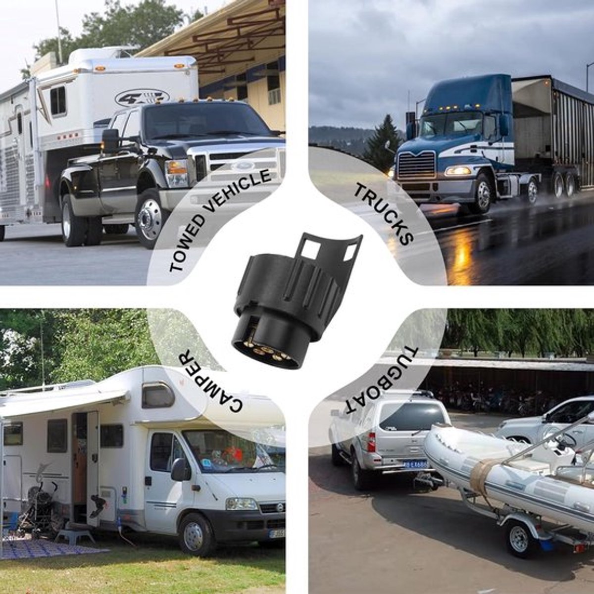 Aanhangeradapter 12V voor trekhaak, 7-13-polige stekker auto caravan vrachtwagen