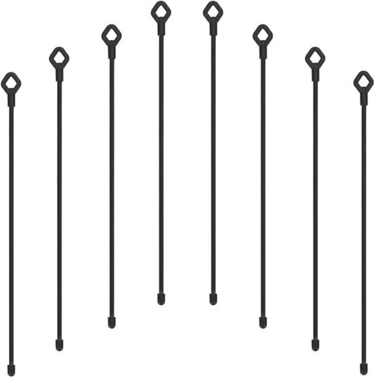Siliconen draaibanden voor bundelhouder, 30,5 cm, herbruikbaar, zwart, 8 stuks