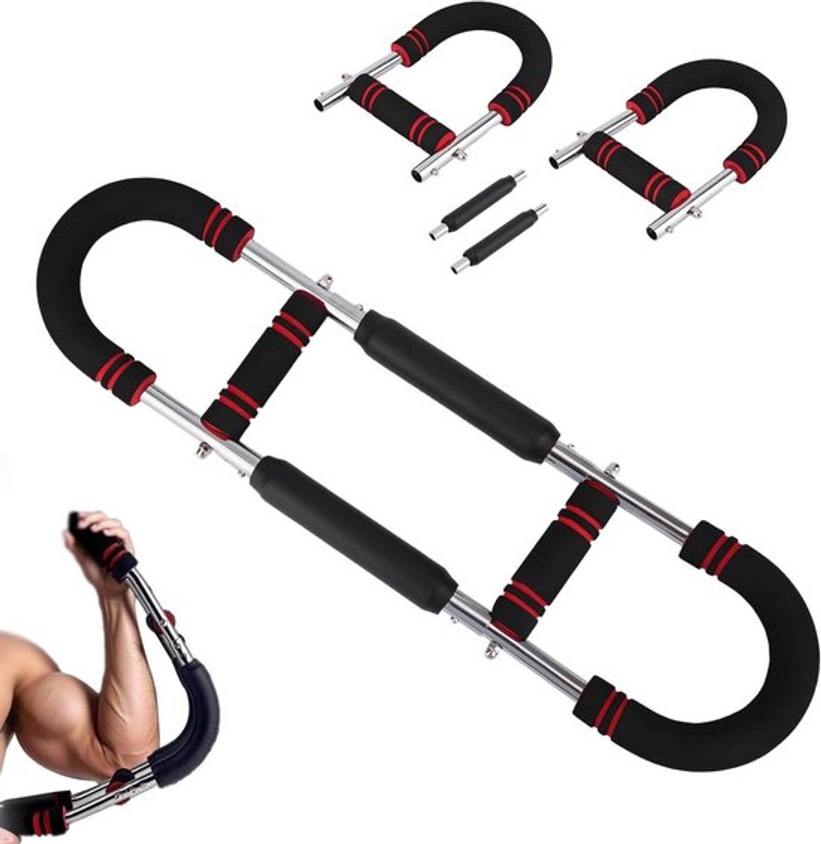 Verstelbare Arm Trainer voor Bovenlichaamtraining Thuis - Borsttrainer met Veerstangen - Krachttraining Mannen Vrouwen