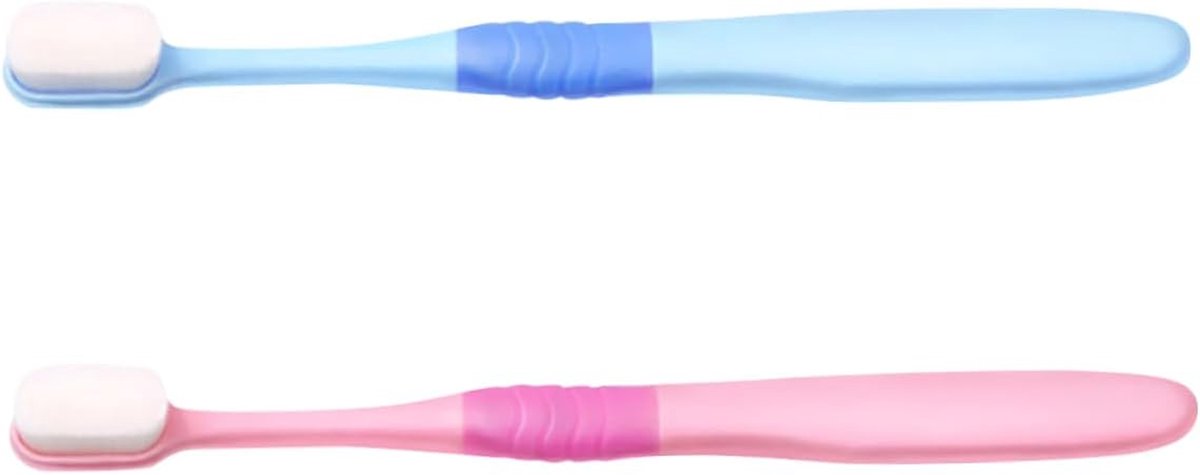 Zachte Tandenborstel - Extra Zachte Borstel - Tandverzorging - Fijn Flexibel Borstel - 18 cm - Blauw/Roze
