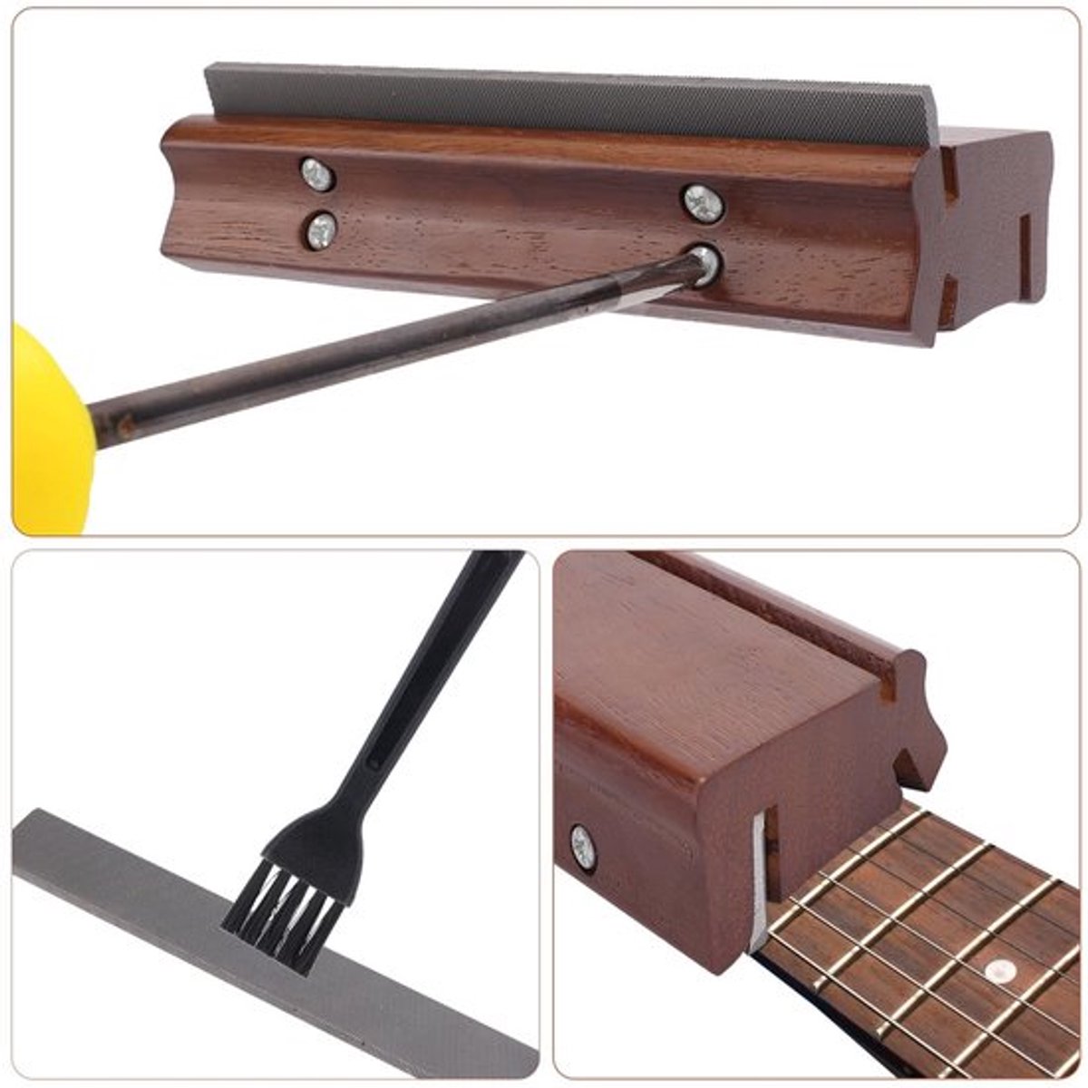 Fret Afschuining File Hoog Koolstofstaal - Borstel - Praktische Hulpmiddelen - 15,3x7,5x3,2cm - 1 Stuk - Voor Afronden en Ontbramen van Frets - Fretbestand