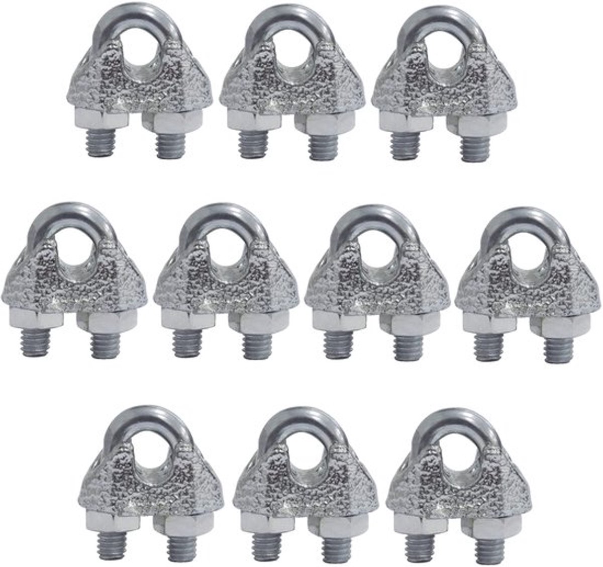 Kabelklemmen - Set van 10 - Galvaniseerd staal - Ø3 mm - M4 - Voor banners en touwen - Zilver - Geschikt voor binnen en buiten