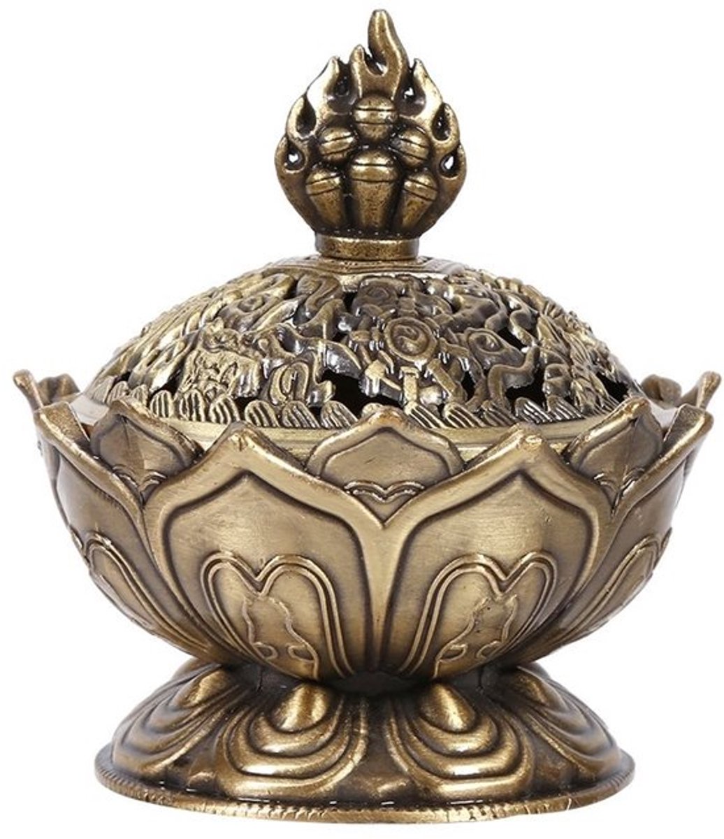 Keramische wierookbrander in Chinese stijl - Wierookhouder - Verfijnd ontwerp - Bronzen - Porseleinen decoratie - Uniek voor in huis - Zen Lotus