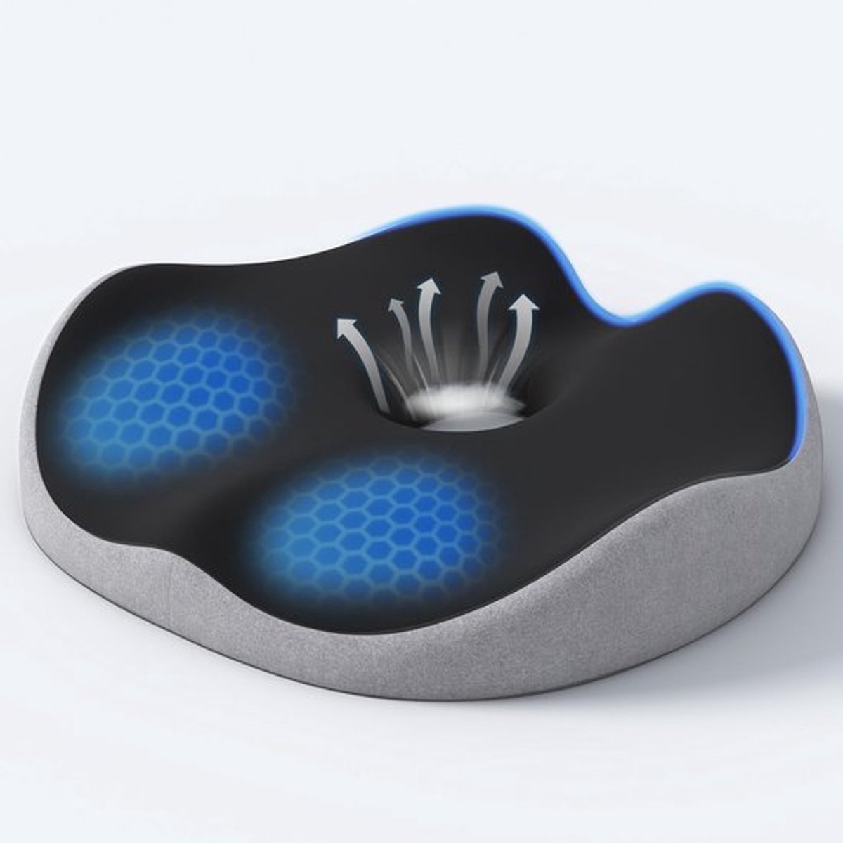 Zitkussen Orthopedisch - Donut Kussen - Stuitkussen - Traagschuim - Antislip - Ademend en Wasbare Hoes - Donutkussen
