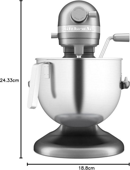 Mengkom RVS - Keukenmachine Kom - Zwaar Beslag Maken - Met J-Handvat - 6.6 Liter - Roestvrij staal — afbeelding 4