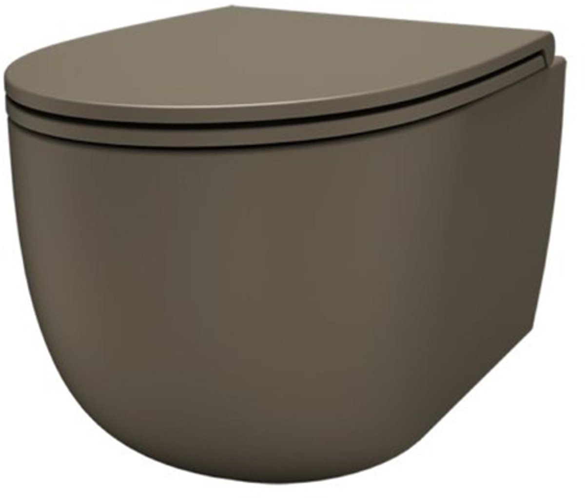 QeramiQ Élan hangtoilet – spoelrandloos – diepte 53 cm – met softclose zitting – mat Caffé (bruin)