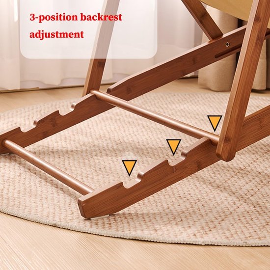 Houten Loungestoel - Strandstoel Opvouwbaar - Ontspannen Buiten - Verstelbare Hoogte - 62x62-80 cm - Houtkleur van Houten — afbeelding 2