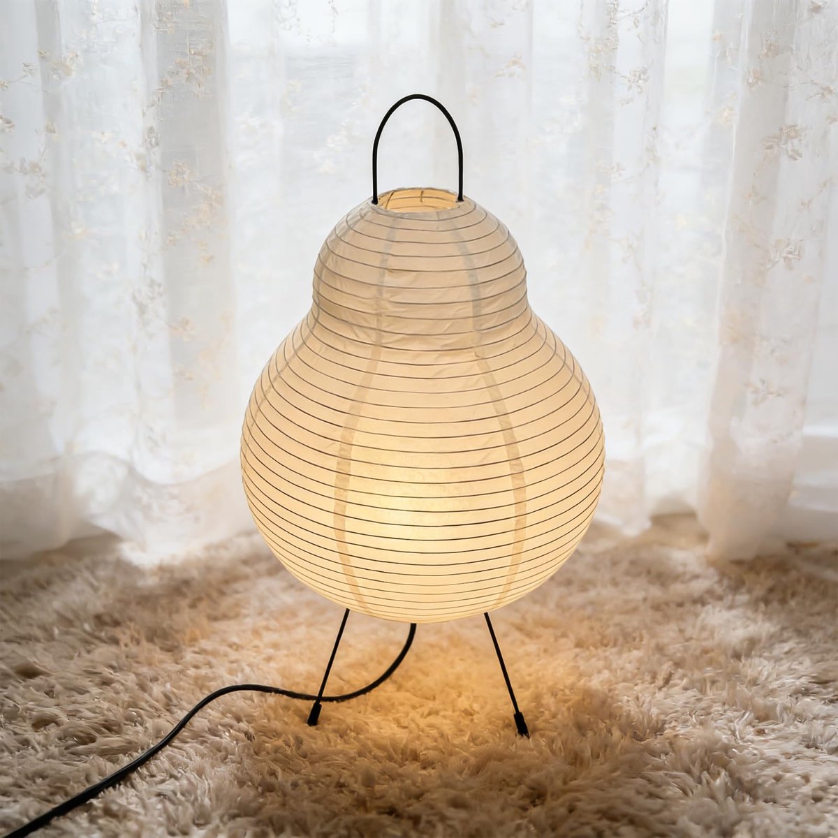 SnelShoppen - Travel Papieren Lampenkap, Witte Tafellamp met E27 Fitting, 44 cm Hoog, 26 cm Diameter, 2m Kabel, Vervangende Hanglamp voor Slaapkamer,