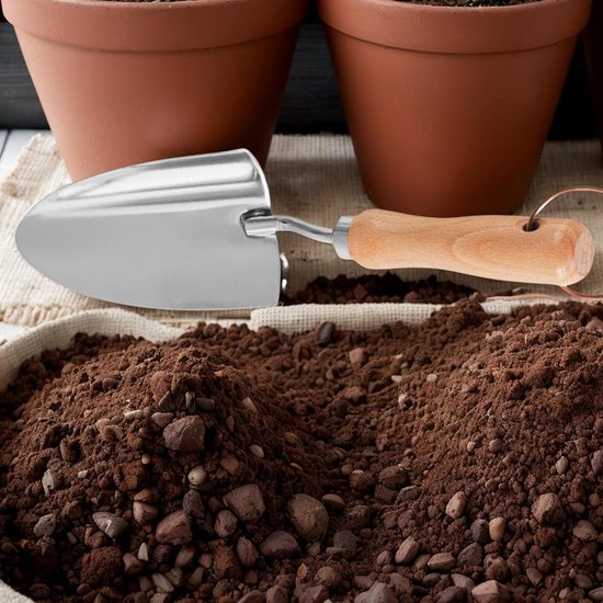Kleine Tuinschep - Handtroffel RVS Schop - Grondbewerking Tuin - Gebogen Schepkop Rand - 33 x 12 x 5 cm van Merkloos	 — afbeelding 4