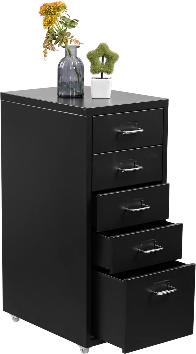 SnelShoppen - 5-lade mobiele archiefkast voor kantoor - Onder bureau archiefkasten - Ruimtebesparend, multifunctioneel, modern ontwerp - Ideaal voor t