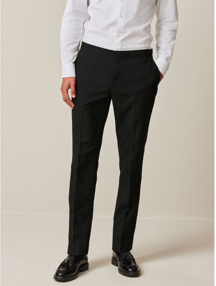 Next - Heren - Pantalon met zijverstelling en slim fit - Zwart