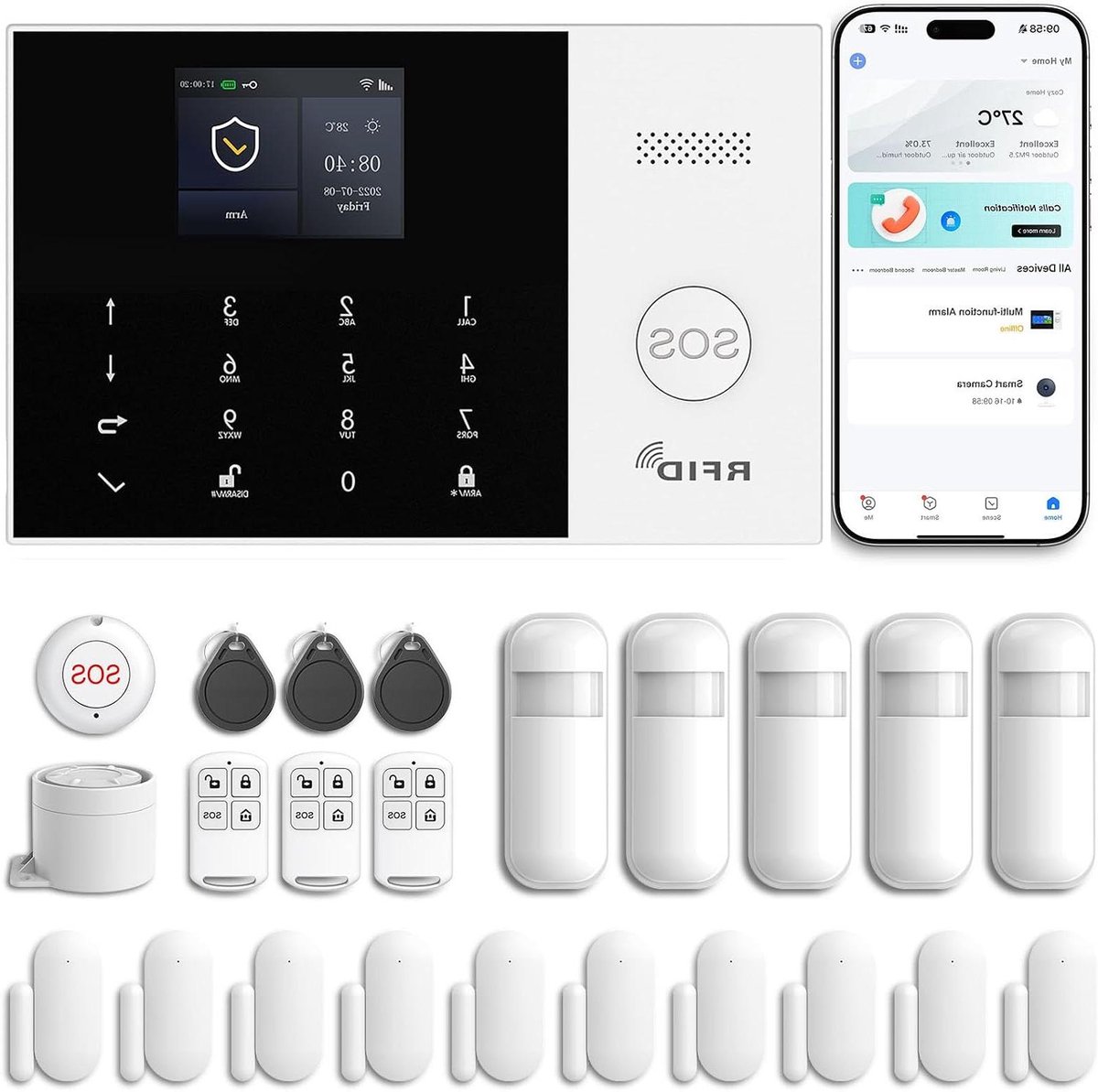 Draadloos Huisalarm - Inbraakalarm Thuis - Huis Beveiligen - Wifi en GSM Connectiviteit - 21.1 x 15 x 14.2 cm