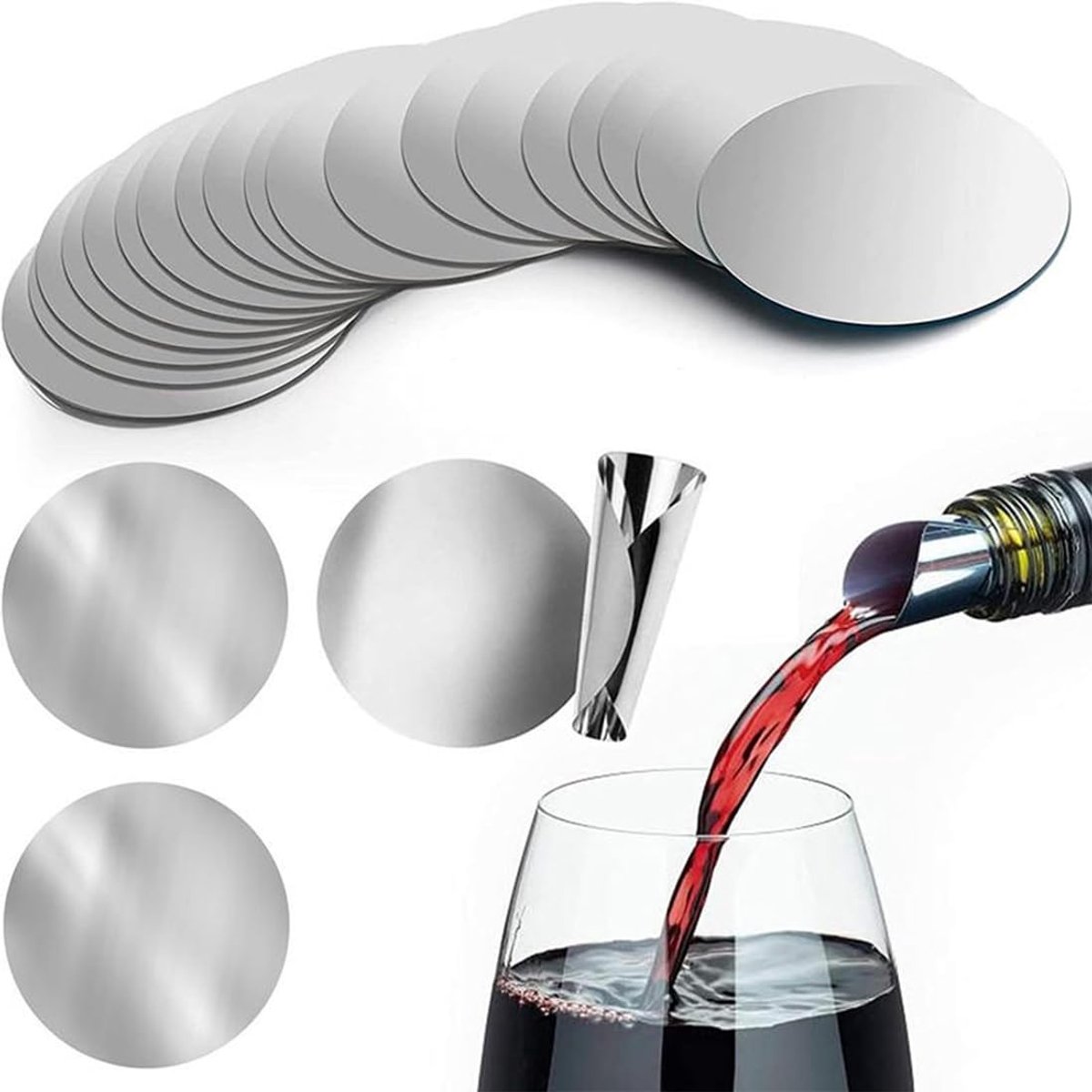 Dailygoods- Wijnschenktuit 50 Stuks - Herbruikbaar - Druppelbescherming - Druppelvrij - Wijn Pourer - Aluminium - Schenktuit